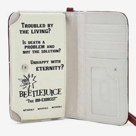 Beetlejuice Handbook For The Recently Deceased Wallet Tech Wristlet By Bioworld - Picture 3 of 3